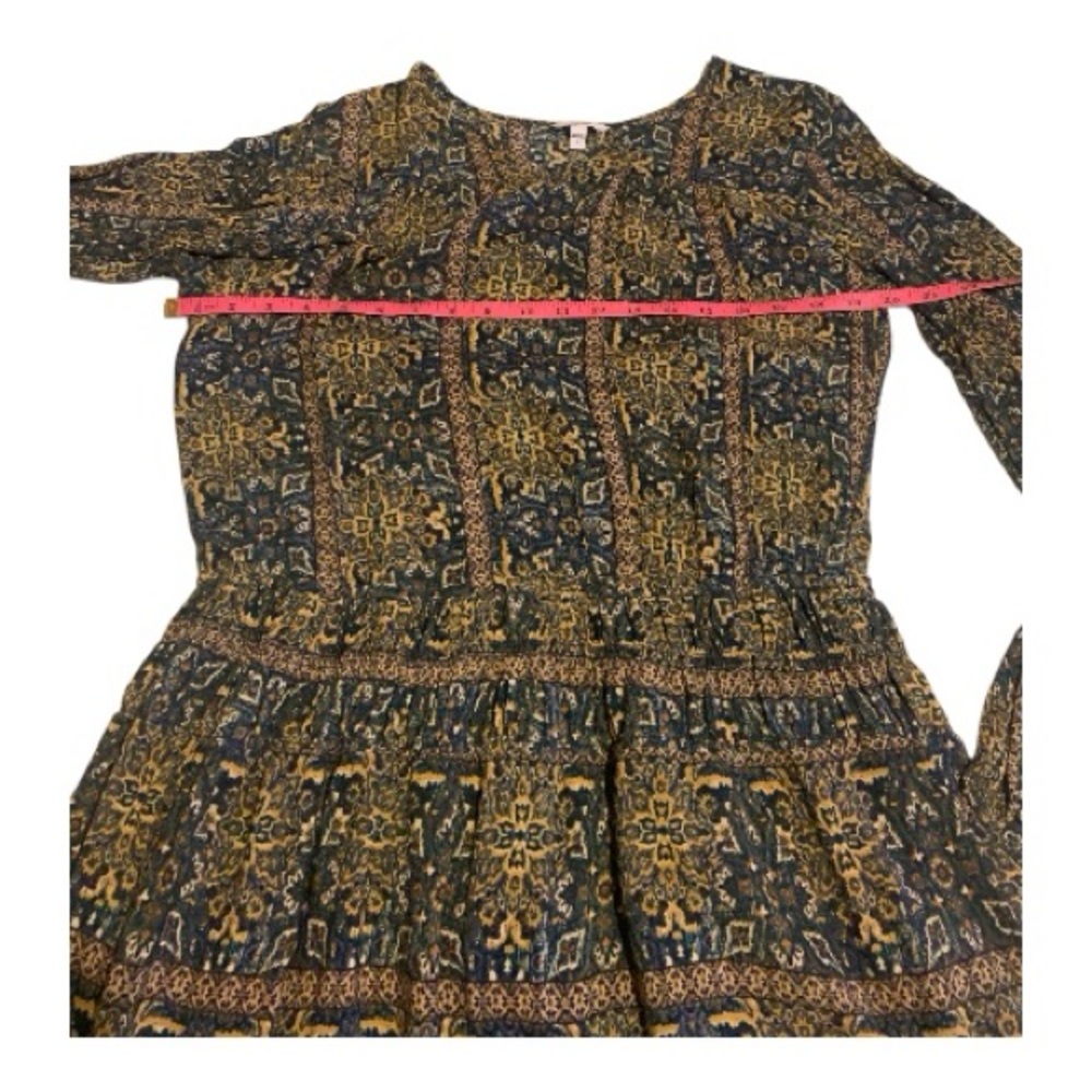 Sonoma Blue Gold Long Sleeve Mini Dress Abstract Print Lightweight Size Large - Picture 8 of 13